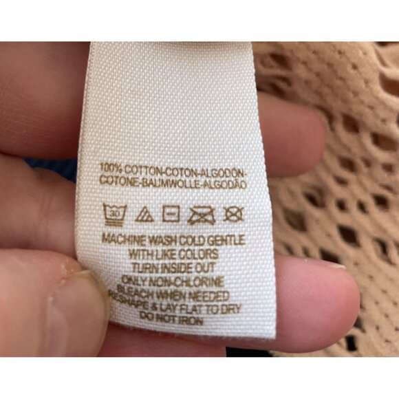 Free People Beach Women's Large Long Sleeve Mesh Open Knit Crop Top Mermaidcore - Picture 6 of 6